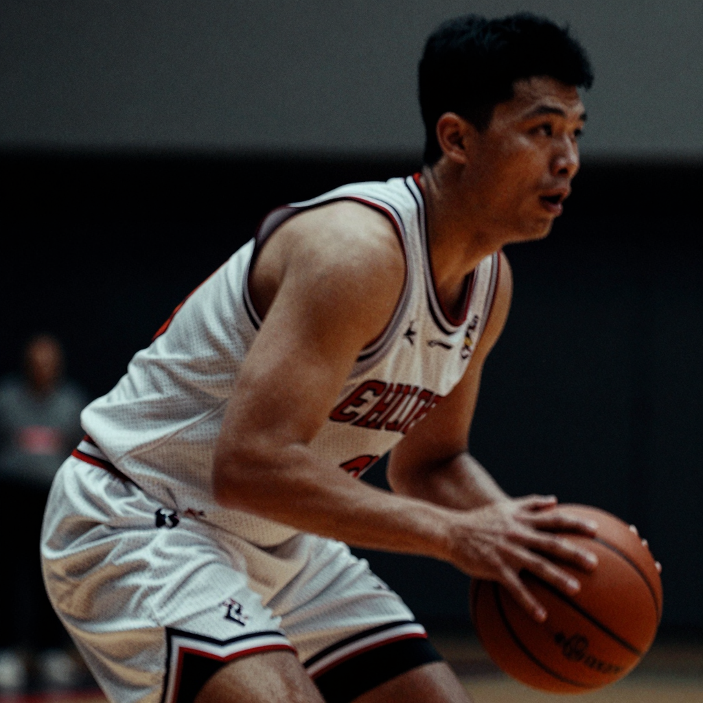 Basketball player driving through defense