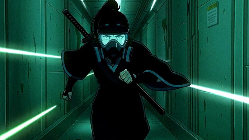LIRA running down a green-lit corridor